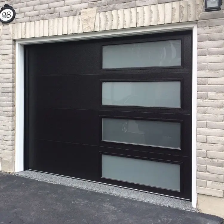 A large double garage with durable ribbed steel doors and smooth operation.