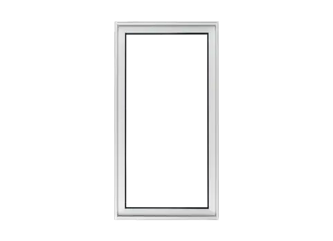 Small fixed vinyl replacement window option for basements, bathrooms, and compact openings.