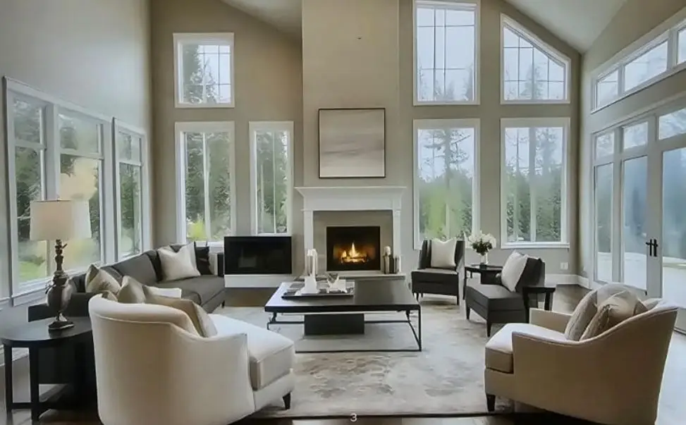 Clean replacement window installed in a finished living room with precise trim integration.