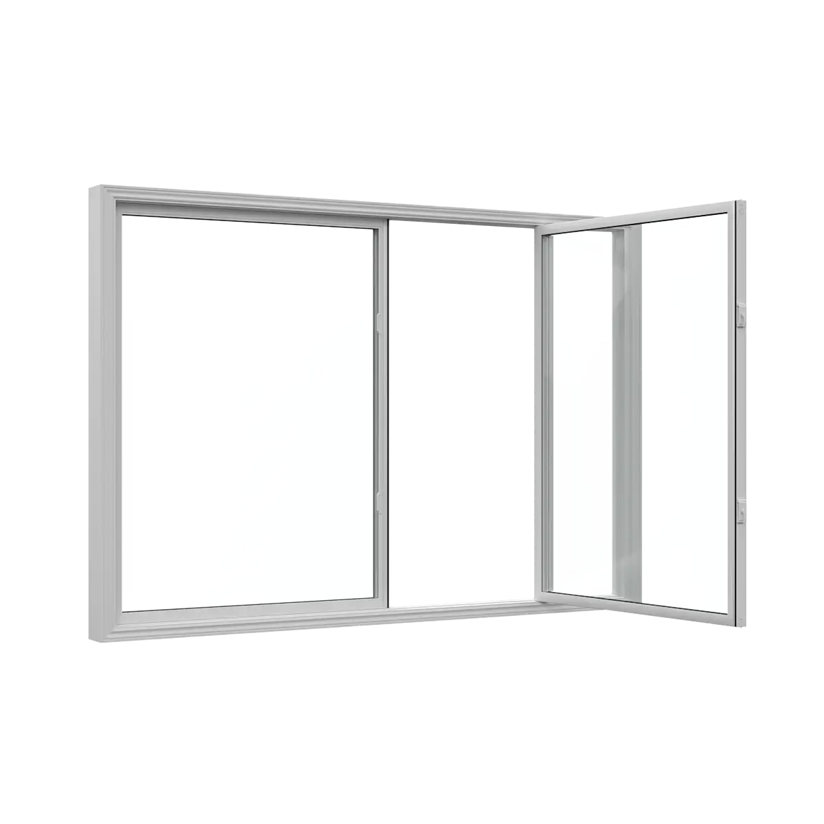 Open single slider vinyl replacement window for clean retrofit window installation.