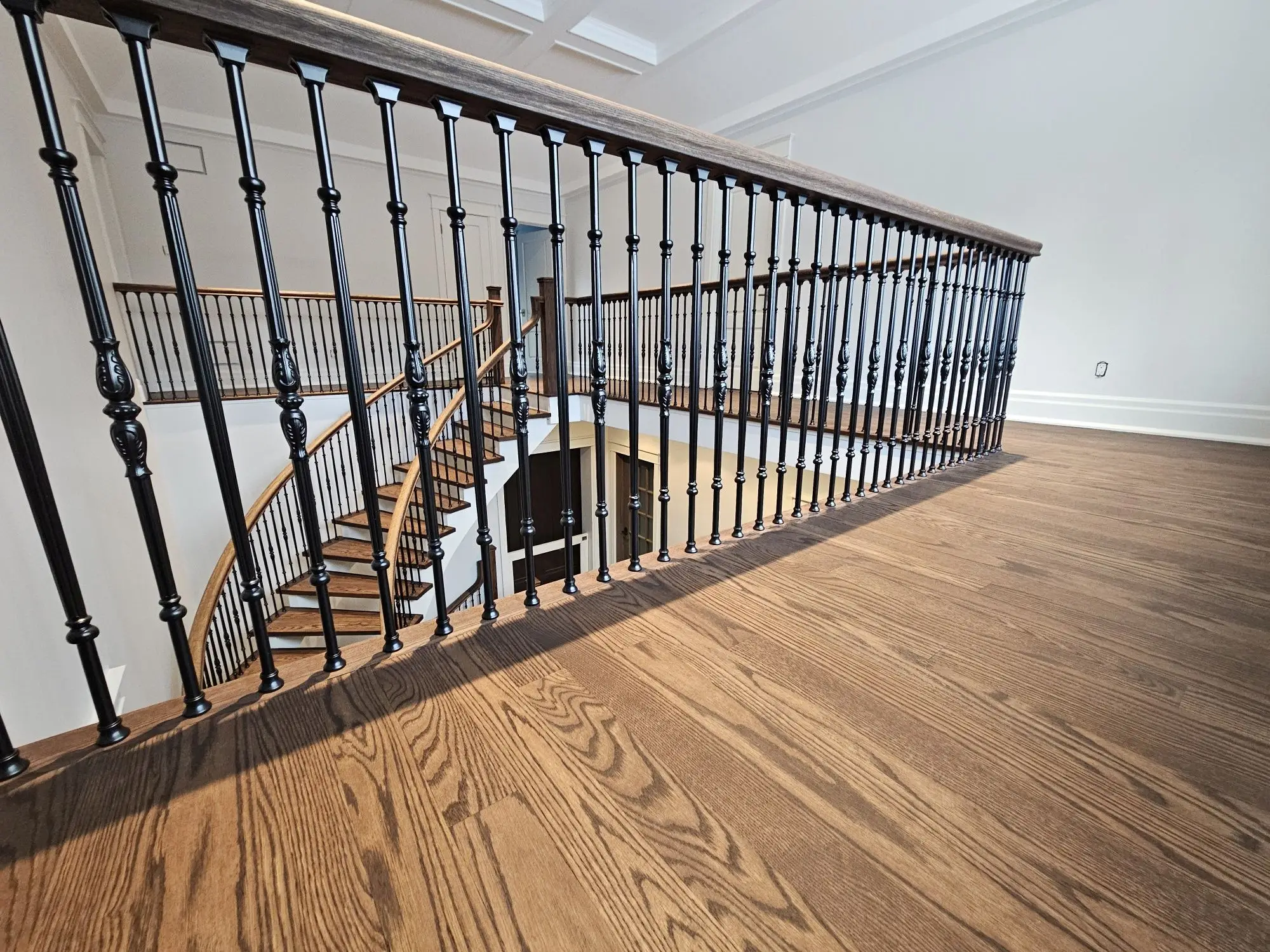 Modern stair railing installation in Aurora.