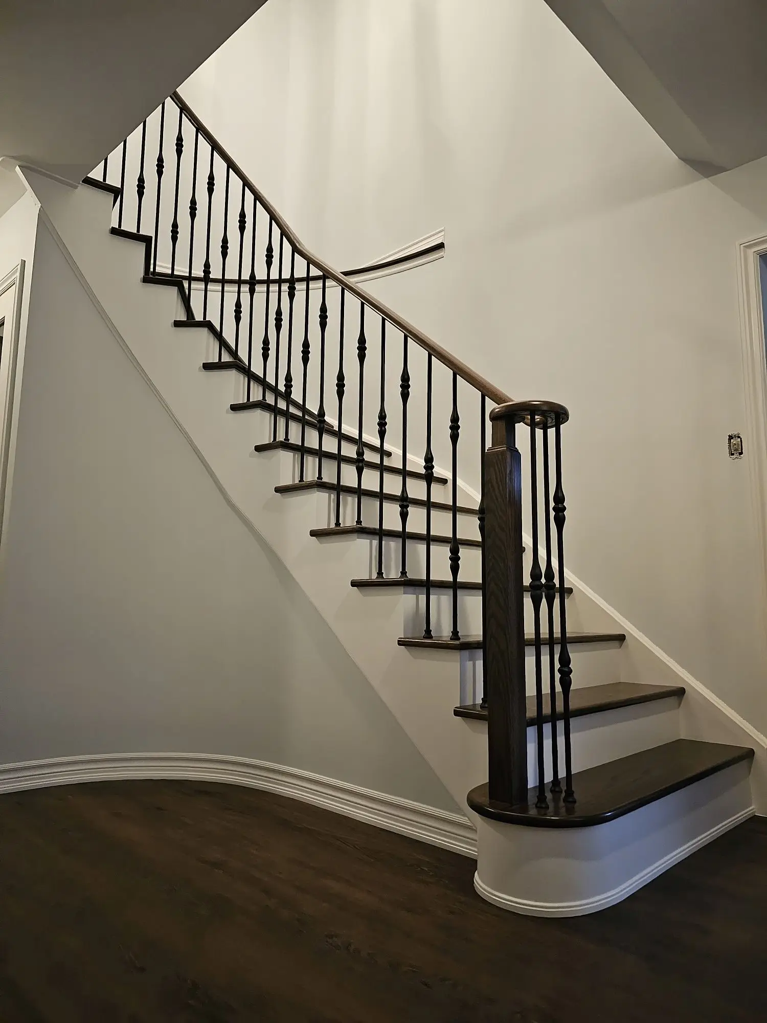 Modern stair railing installation in King City.