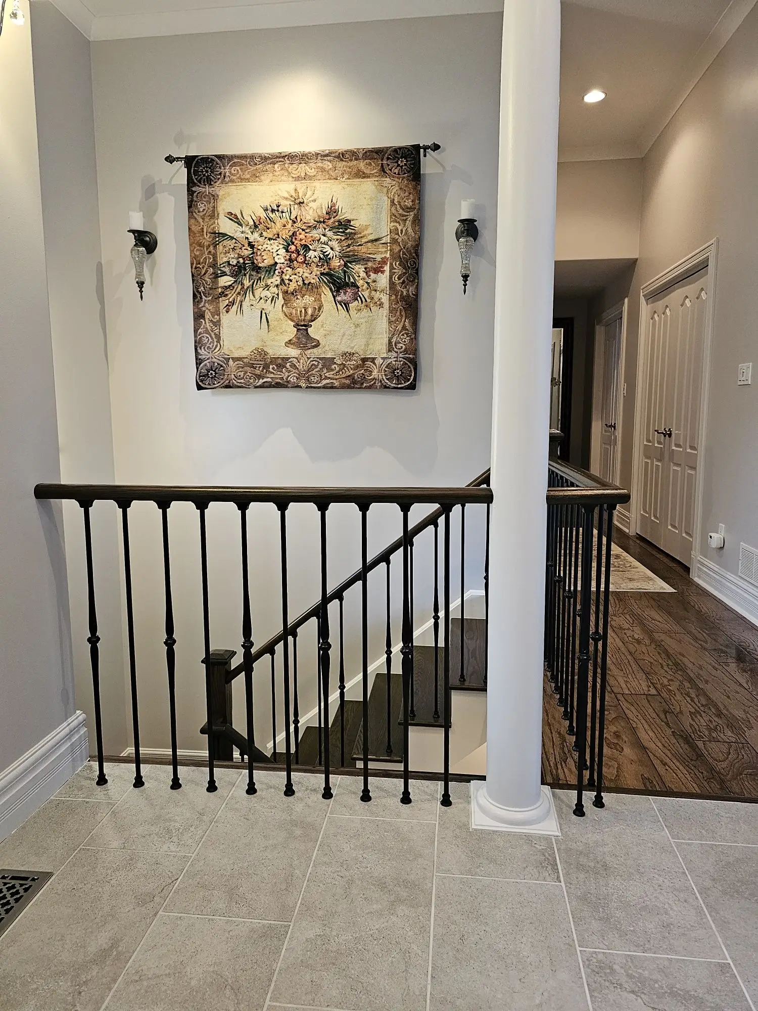 Black balusters installed on a staircase in Vaughan.