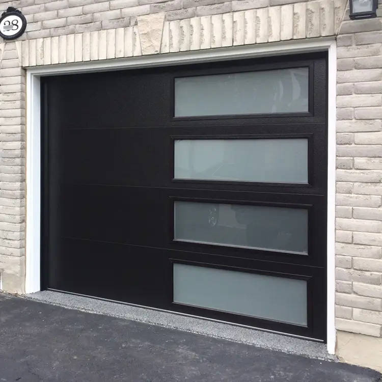A large double garage with durable ribbed steel doors and smooth operation.