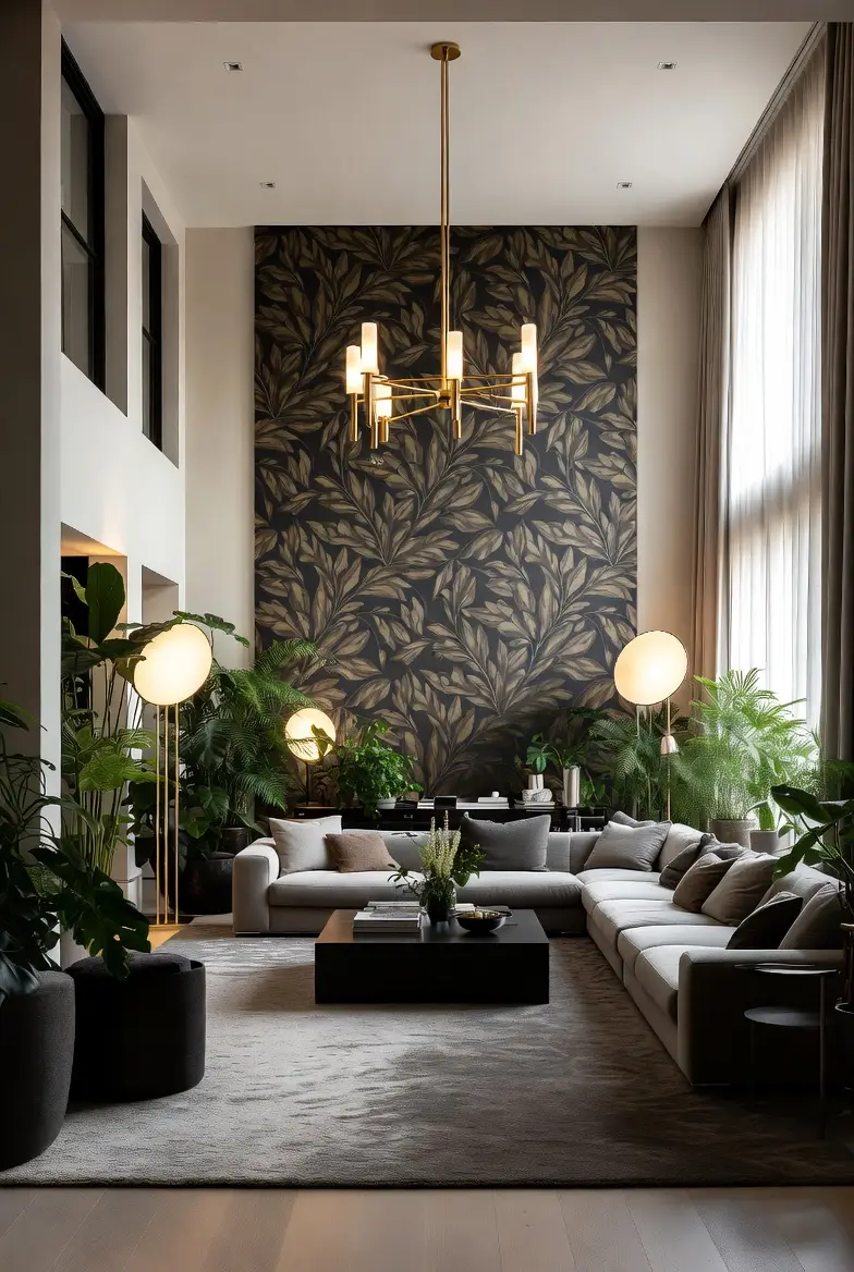 Feature wall wallpaper installation in Markham.