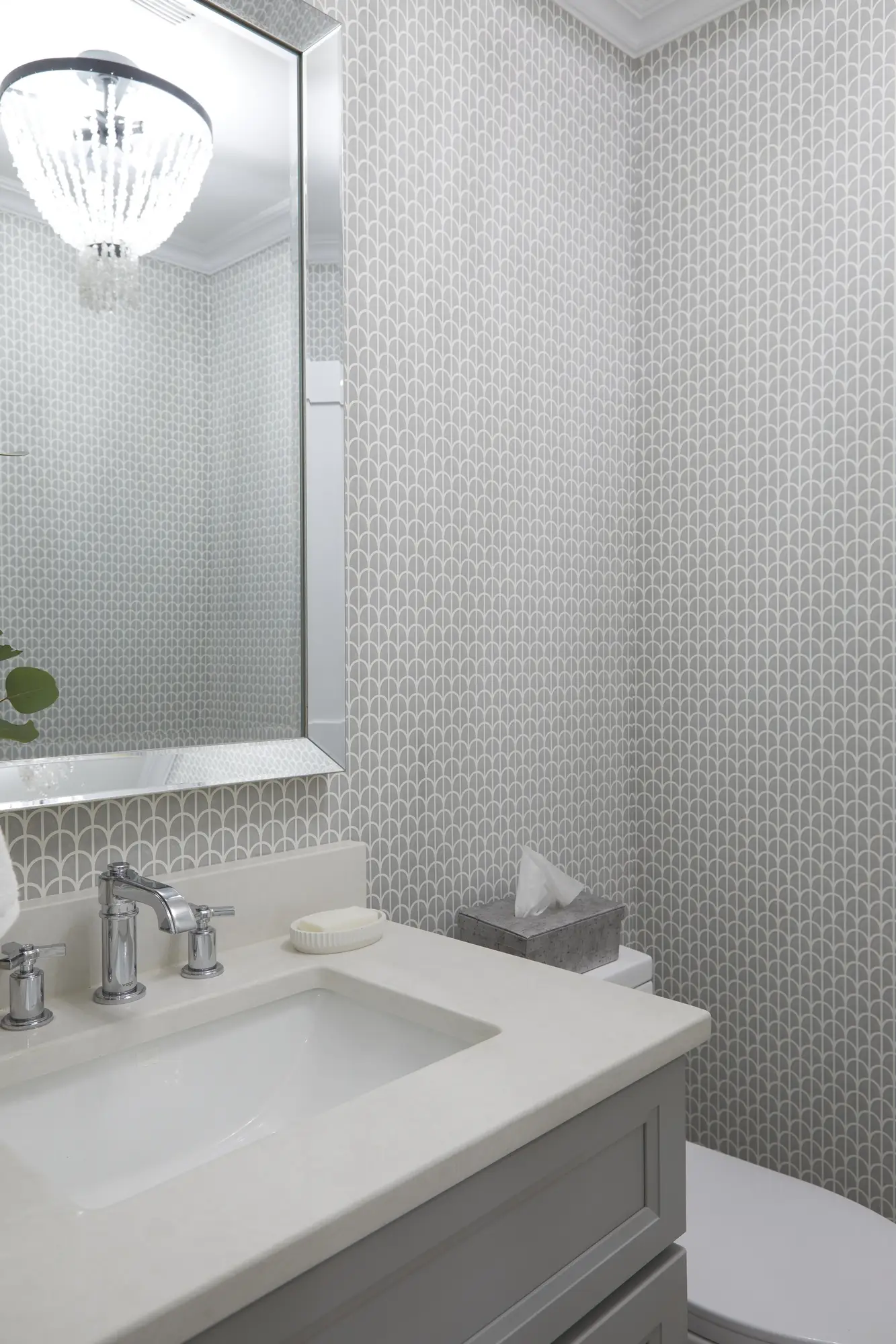 Smooth floral wallpaper applied in a dining area.