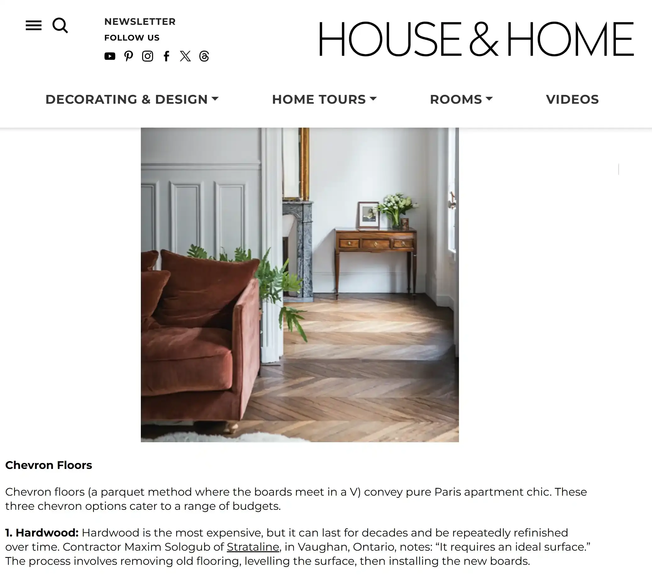 House and Home feature with Strataline flooring and finishing work.