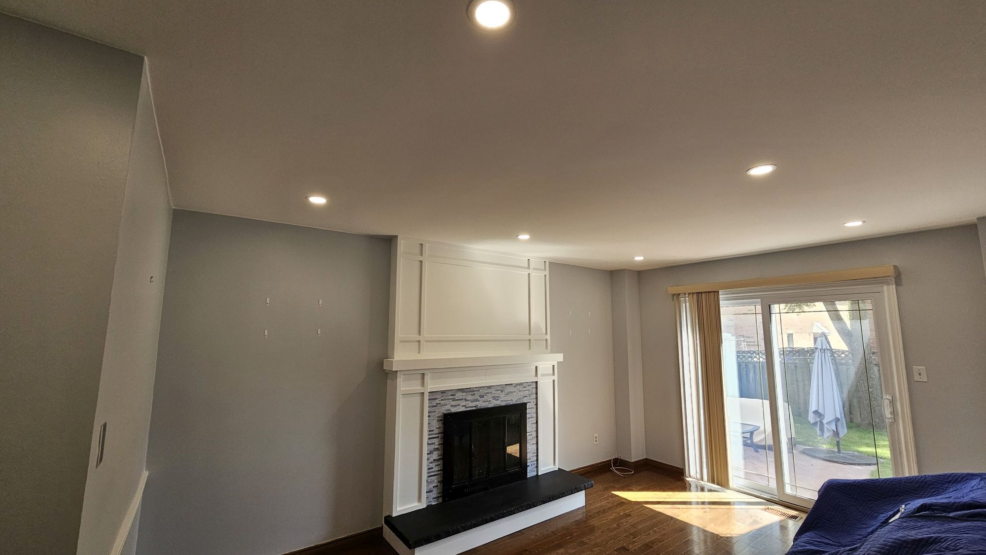 Finished room after popcorn ceiling removal after
